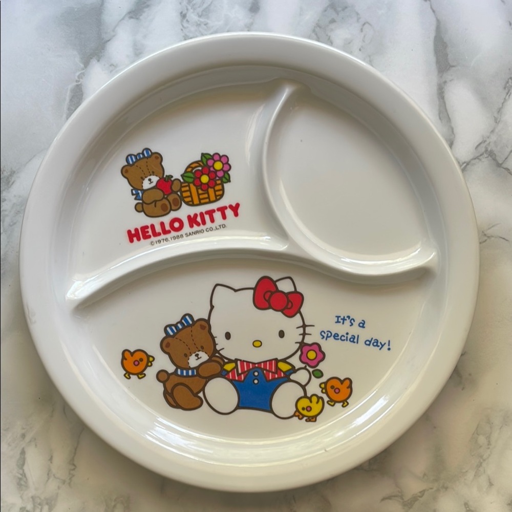 Vintage Sanrio 1988 Hello Kitty Retro divided Melamine Plate - Used - Japan